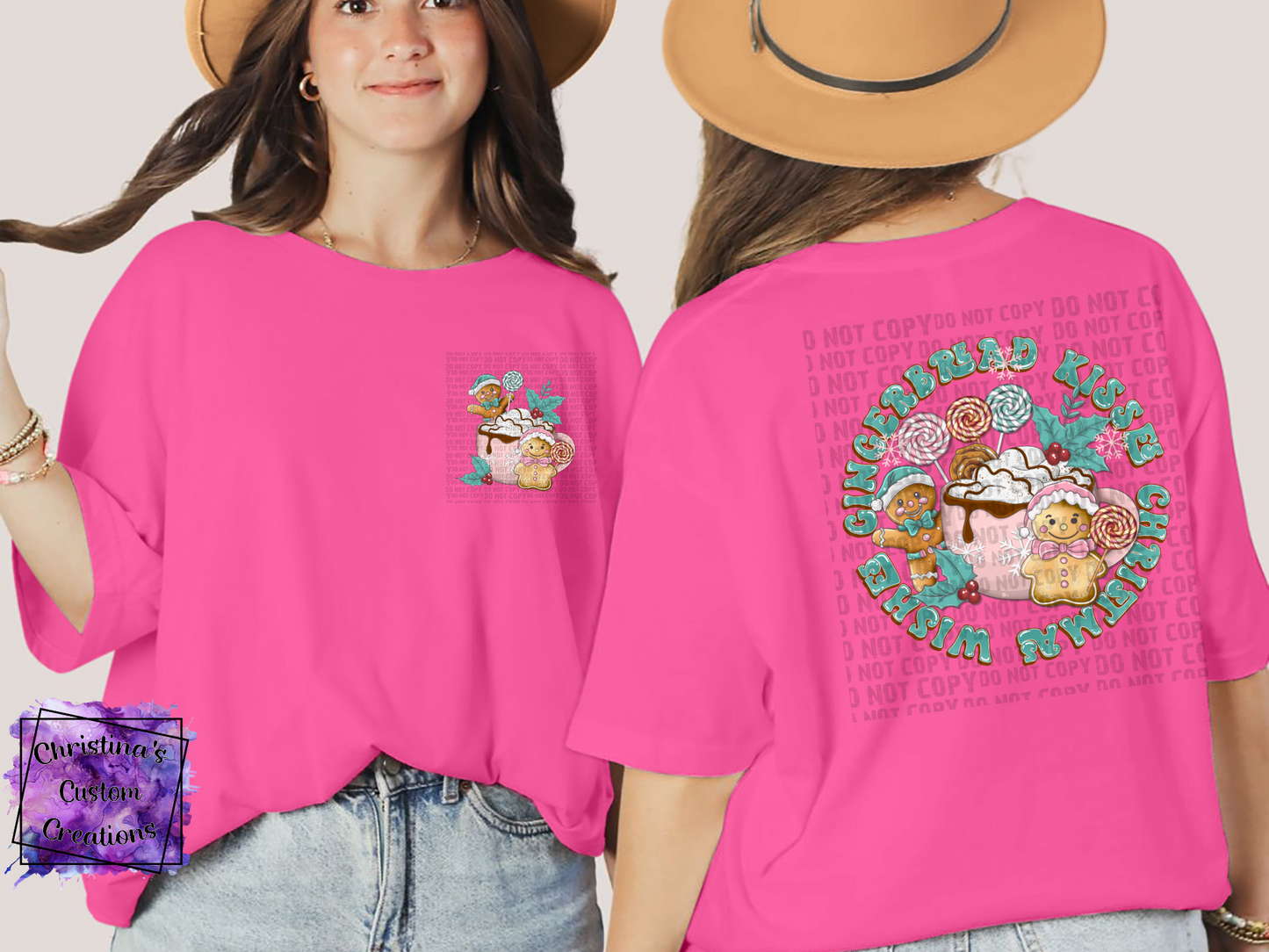 Gingerbread Kisses T-Shirt | Cute Christmas Shirt | Front and Back Shirt | Fast Shipping | Super Soft Shirts for Women/Kid's