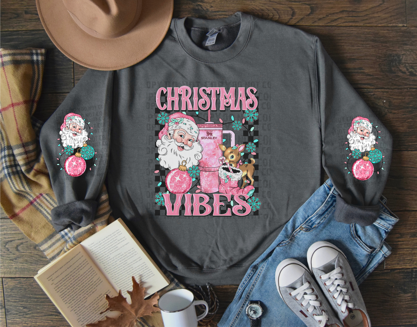 Christmas Vibes Sweat Shirt | Trendy Christmas Hoodie with Sleeves| Fast Shipping | Super Soft Shirts for Women
