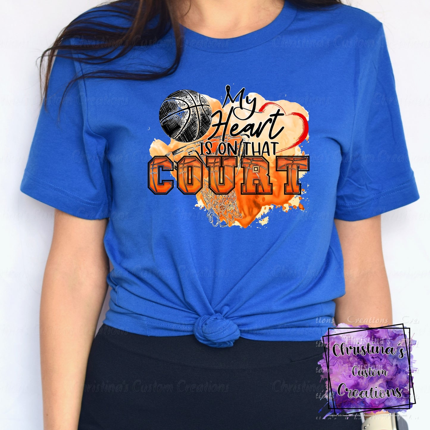 My Heart is on that Court T-Shirt | Trendy School Spirit Shirt | Basketball Shirt | Super Soft Shirts for Women | Bella Canvas