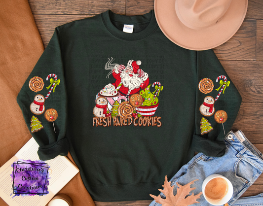 Fresh Baked Cookies Sweat Shirt | Trendy Christmas Hoodie with Sleeves | Christmas Sweat Shirt | Fast Shipping | Super Soft Shirts for Women