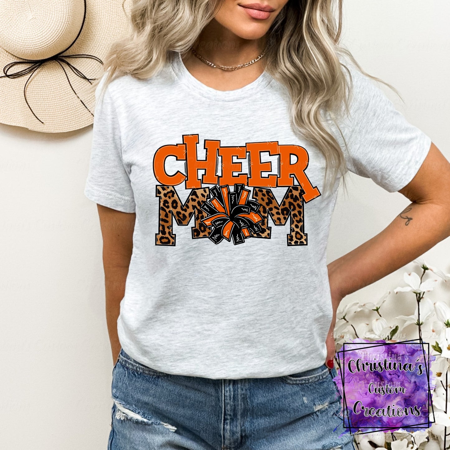 Orange Cheer Mom T-Shirt | Trendy School Spirit Shirt | Fast Shipping | Super Soft Shirts for Men/Women/Kid's | Bella Canvas