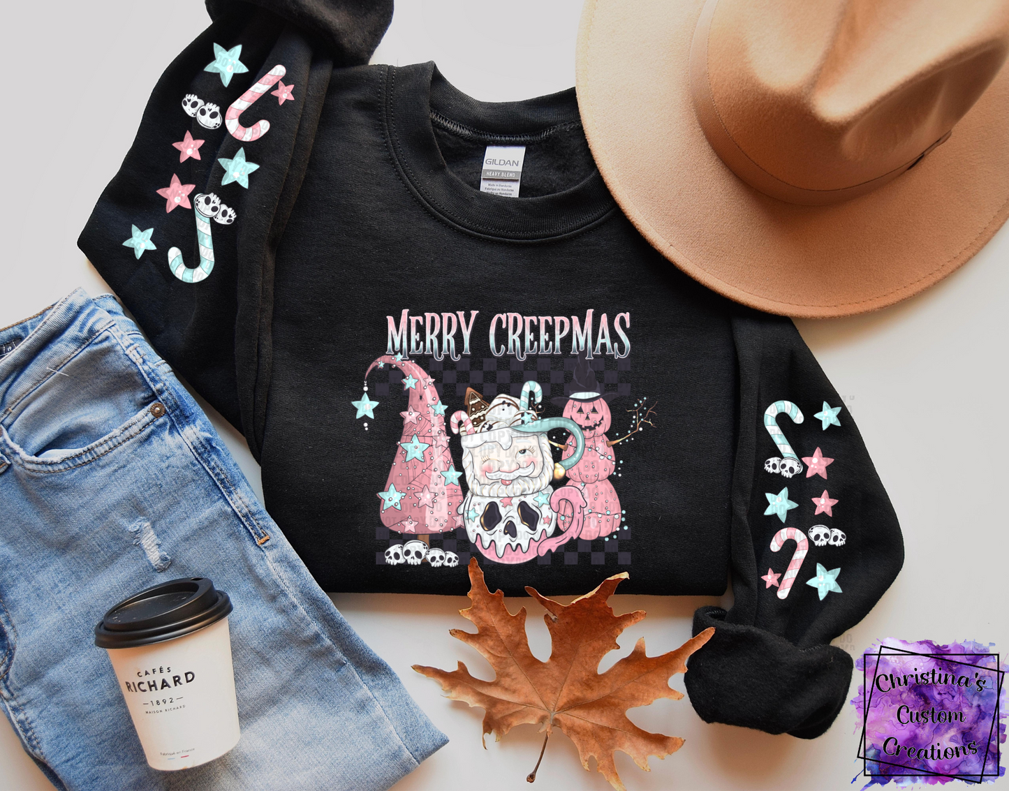 Merry Creepmas Hoodie with Sleeves | Halloween/Christmas Sweat Shirt | Fast Shipping | Super Soft Shirts for Women