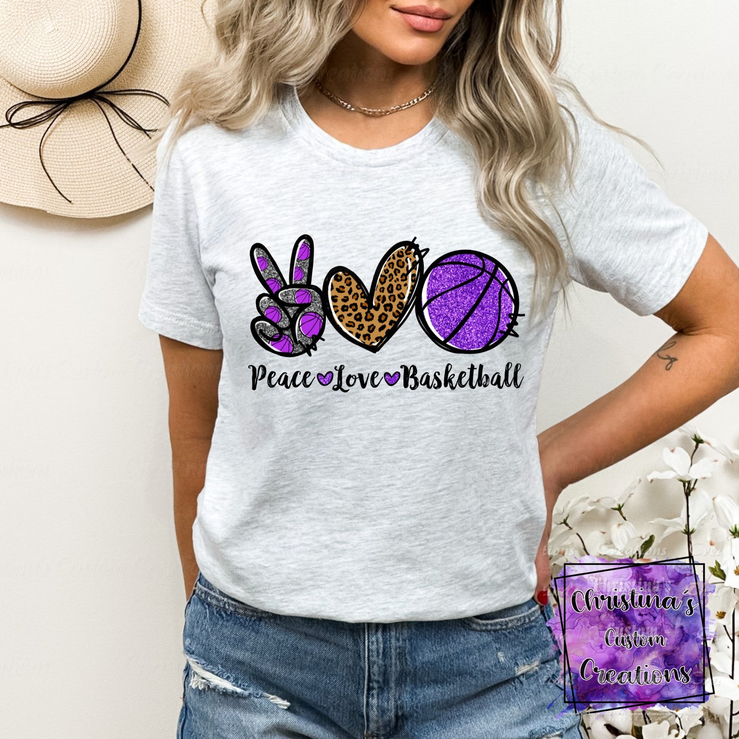 Peace Love Basketball T-Shirt | Trendy School Spirit Shirt | Basketball Shirt | Super Soft Shirts for Women | Bella Canvas