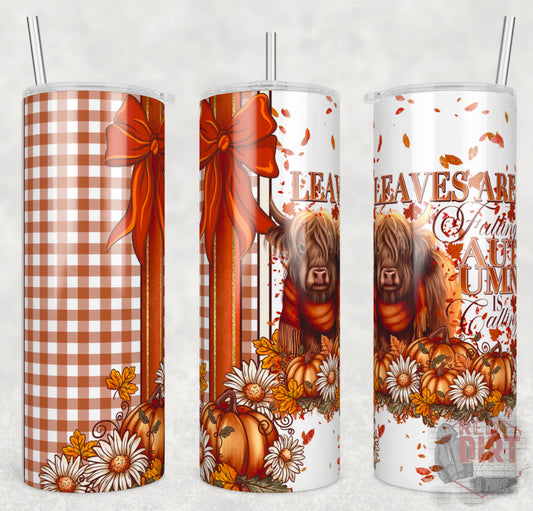 Leaves are Falling Insulated Tumbler with Plastic Lid and Sealed Reusable Straw | Trendy Fall Cup | Hot/Cold Tumbler