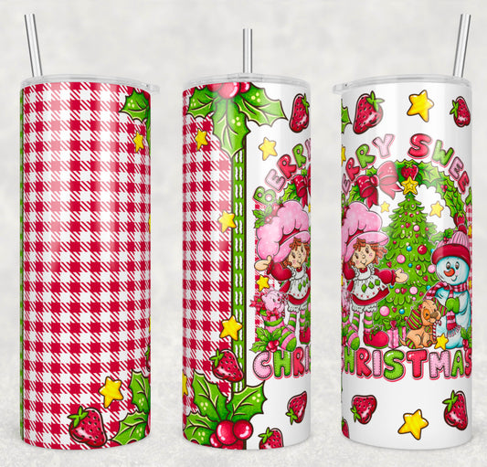 Berry Sweet Christmas Insulated Tumbler with Plastic Lid and Sealed Reusable Straw | Trendy Christmas Cup | Hot/Cold Tumbler