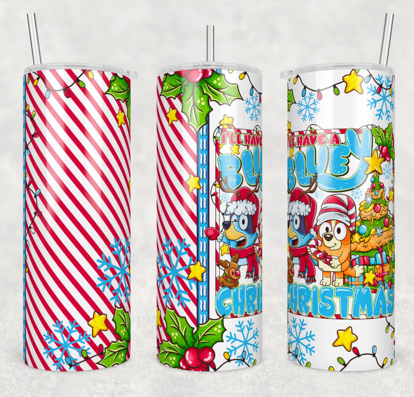 I'll Have a Blue Christmas Insulated Tumbler with Plastic Lid and Sealed Reusable Straw | Trendy Christmas Cup | Hot/Cold Tumbler