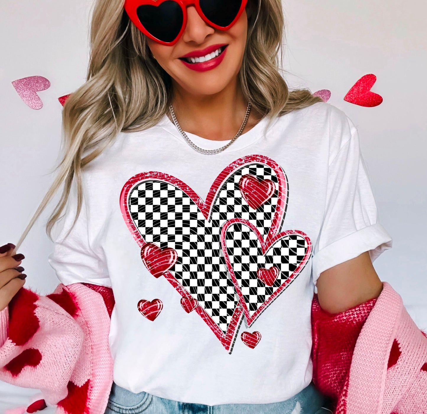 Checkered Heart DTF Transfer | Trendy Valentine's Day DTF Transfer | Ready to Press | High Quality DTF Transfers | Fast Shipping