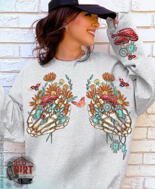 Skeleton Hands DTF Transfer with Sleeves | Trendy DTF Transfer | High Quality Image Transfers | Ready to Press | Fast Shipping