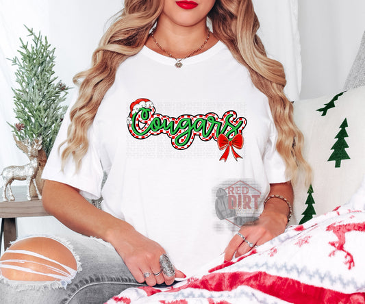 Cougars Christmas DTF Transfer | Trendy School Spirit DTF Transfer | Ready to Press | High Quality DTF Transfers | Fast Shipping