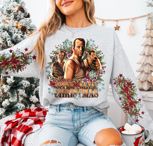 Have a Yippee Ki Ya Christmas DTF Transfer with Sleeve | Trendy Christmas DTF Transfer | High Quality Image Transfers | Ready to Press | Fast Shipping