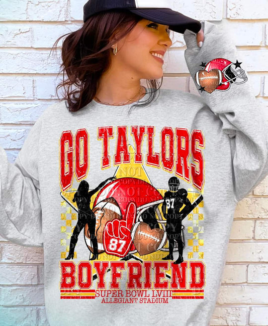 Go Taylor's Boyfriend DTF Transfer with Sleeves | Trendy Football DTF Transfer | High Quality Image Transfers | Ready to Press | Fast Shipping
