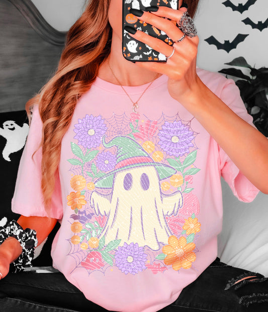 Floral Ghost T-Shirt | Trendy Halloween Shirt | Fast Shipping | Super Soft Shirts for Men/Women/Kid's