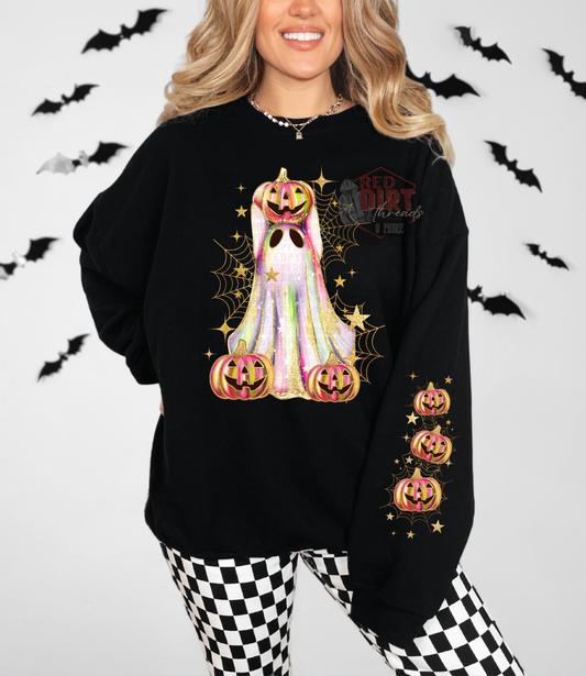 Cute Ghost DTF Transfer with Sleeves | Trendy Halloween DTF Transfer | High Quality Image Transfers | Ready to Press | Fast Shipping