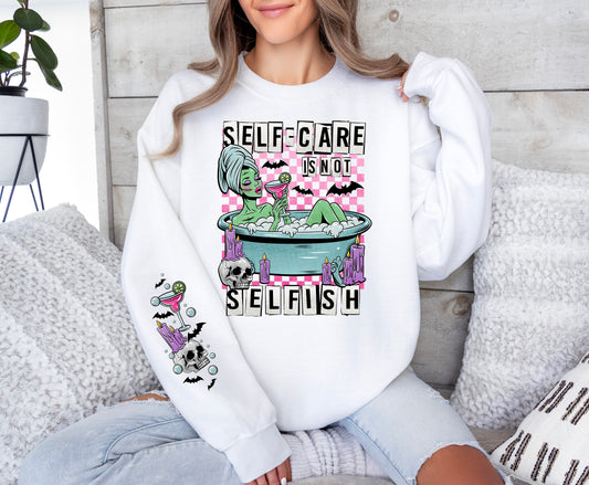 Self Care Is Not Selfish DTF Transfer with Sleeves | Trendy Uplifting DTF Transfers | Ready to Press Transfers | High Quality DTF Transfers | Fast Shipping