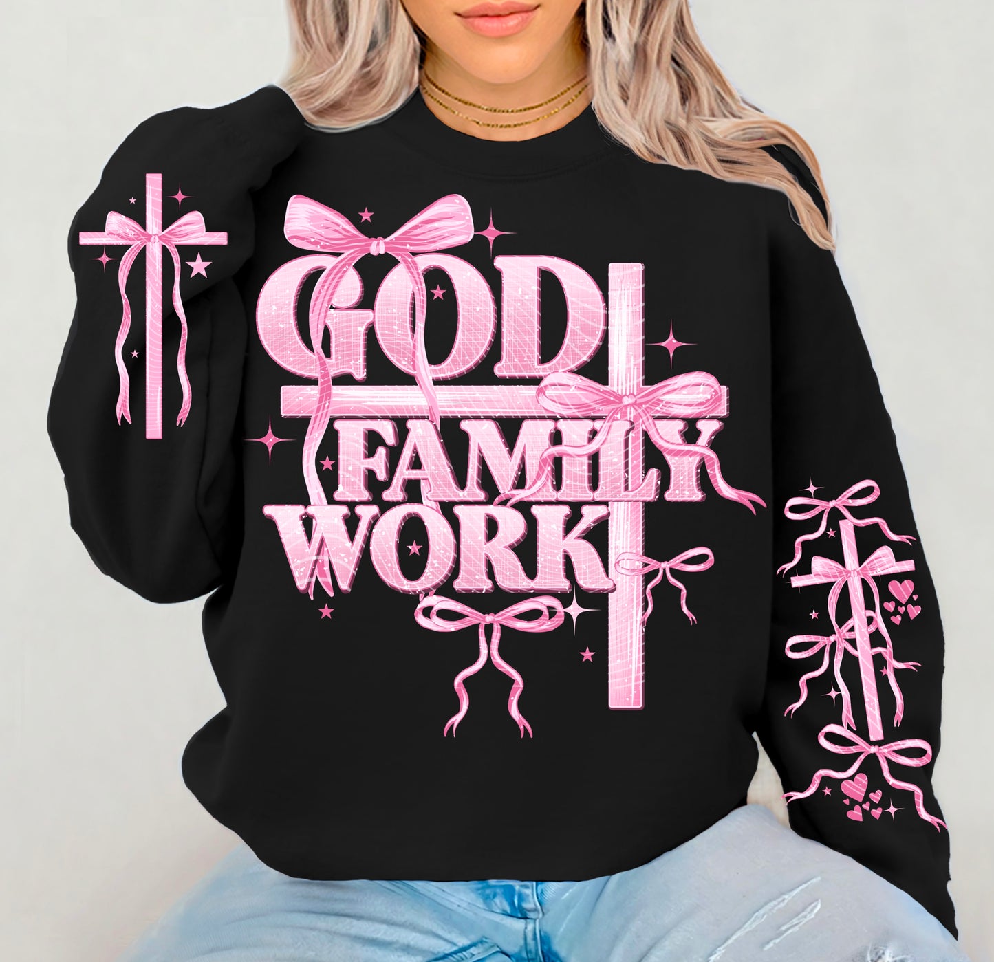 God Family Work DTF Transfer | Trendy Religious DTF Transfer | Ready to Press | High Quality DTF Transfers | Fast Shipping