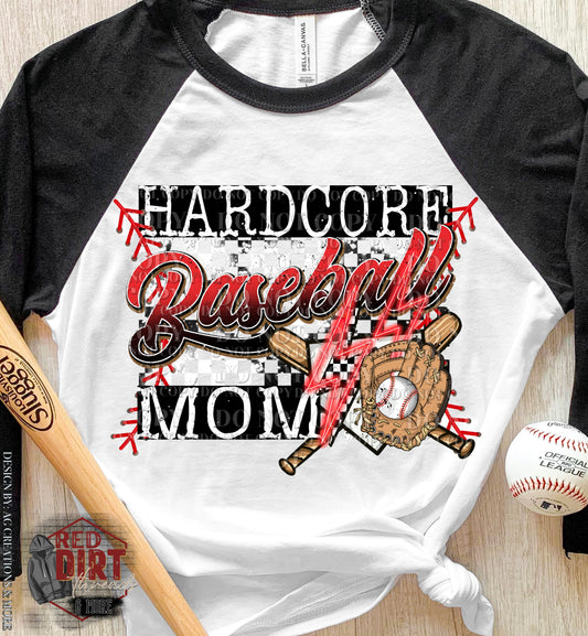 Hardcore Baseball Mom DTF Transfer | Trendy Sports DTF Transfer | Ready to Press | High Quality DTF Transfers | Fast Shipping