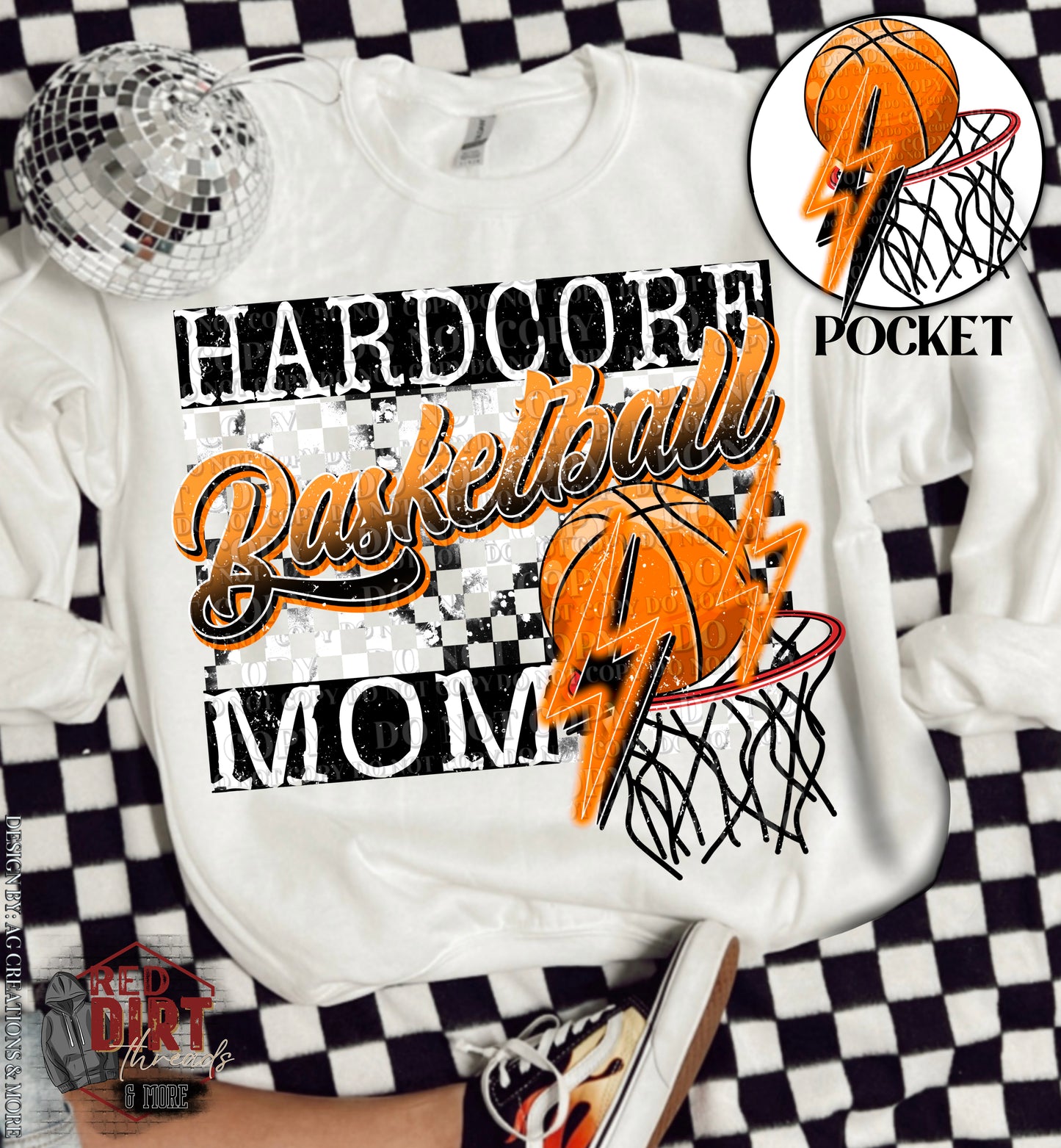 Hardcore Basketball Mom DTF Transfer with Pocket | Trendy Sports DTF Transfer | High Quality Image Transfers | Ready to Press | Fast Shipping