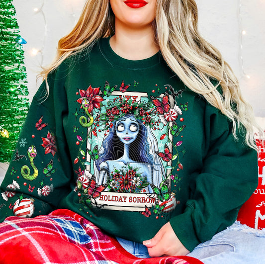 Holiday Sorrow DTF Transfer with Sleeve | Trendy Creepy Christmas Tarot DTF Transfer | High Quality Image Transfers | Ready to Press | Fast Shipping