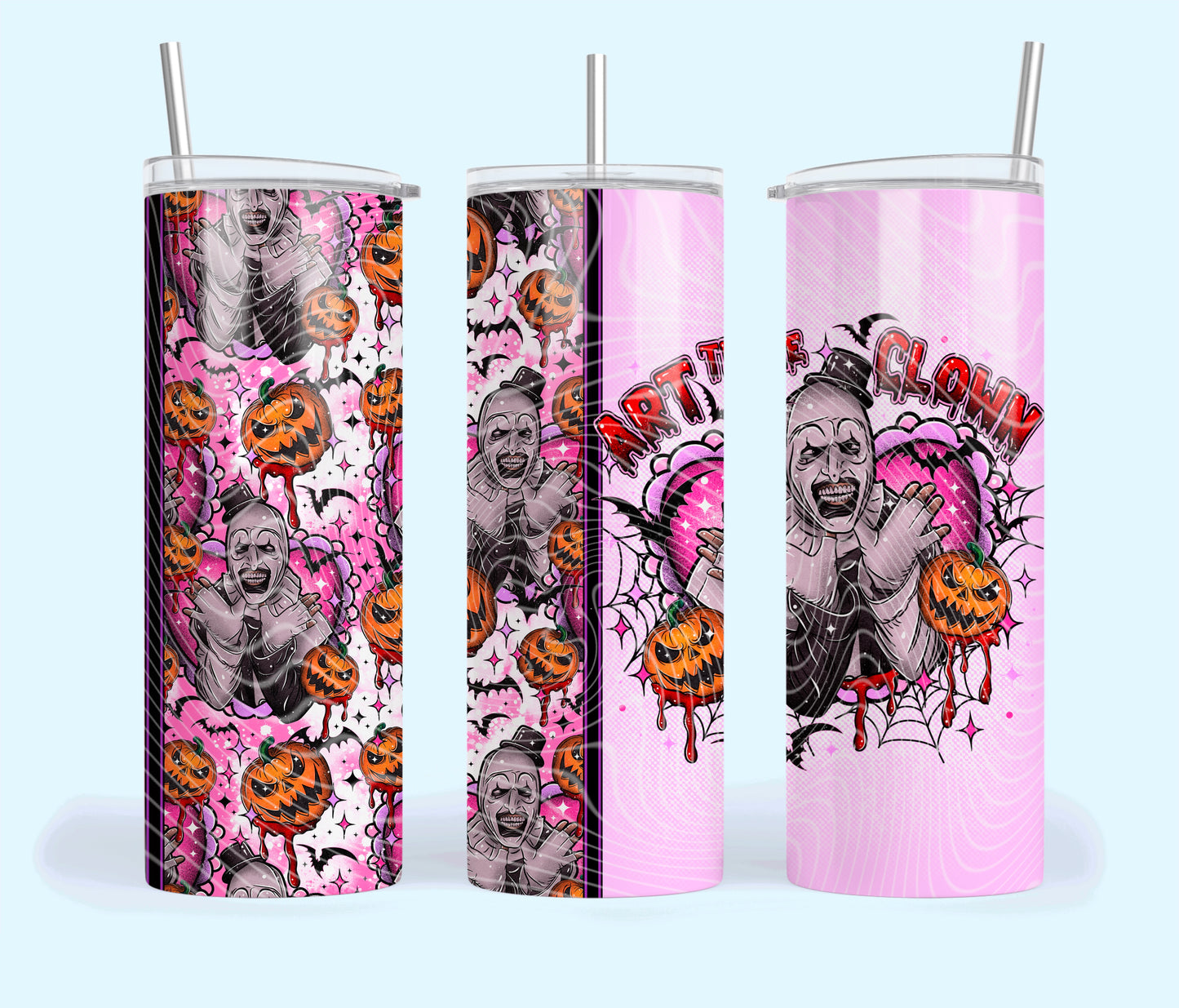 The Clown Insulated Tumbler with Plastic Lid and Sealed Reusable Straw | Trendy Horror Cup | Hot/Cold Tumbler