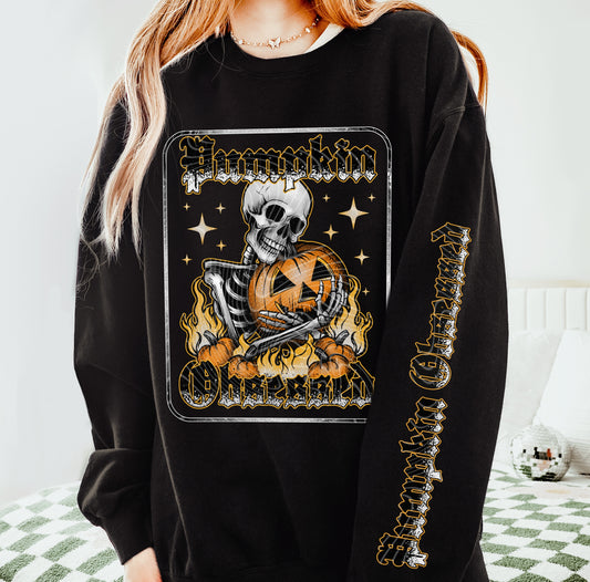 Pumpkin Obsessed DTF Transfer with Sleeve | Trendy Halloween DTF Transfer | High Quality Image Transfers | Ready to Press | Fast Shipping