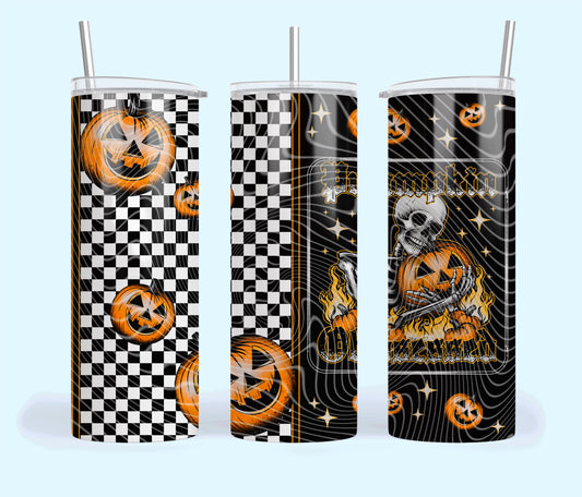 Pumpkin Obsessed Insulated Tumbler with Plastic Lid and Sealed Reusable Straw | Trendy Halloween Cup | Hot/Cold Tumbler