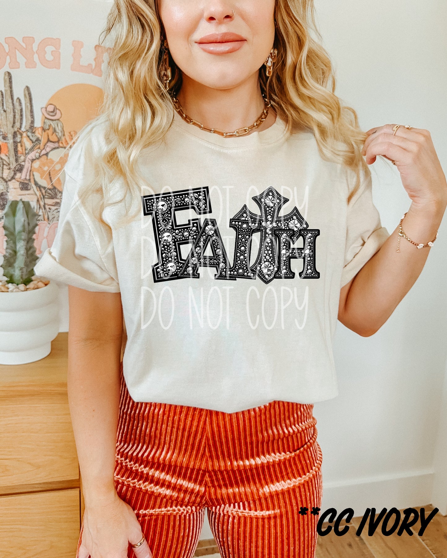 Faith T-Shirt | Trendy Easter Faux Rhinestone Shirt | Fast Shipping | Super Soft Shirts for Men/Women/Kid's