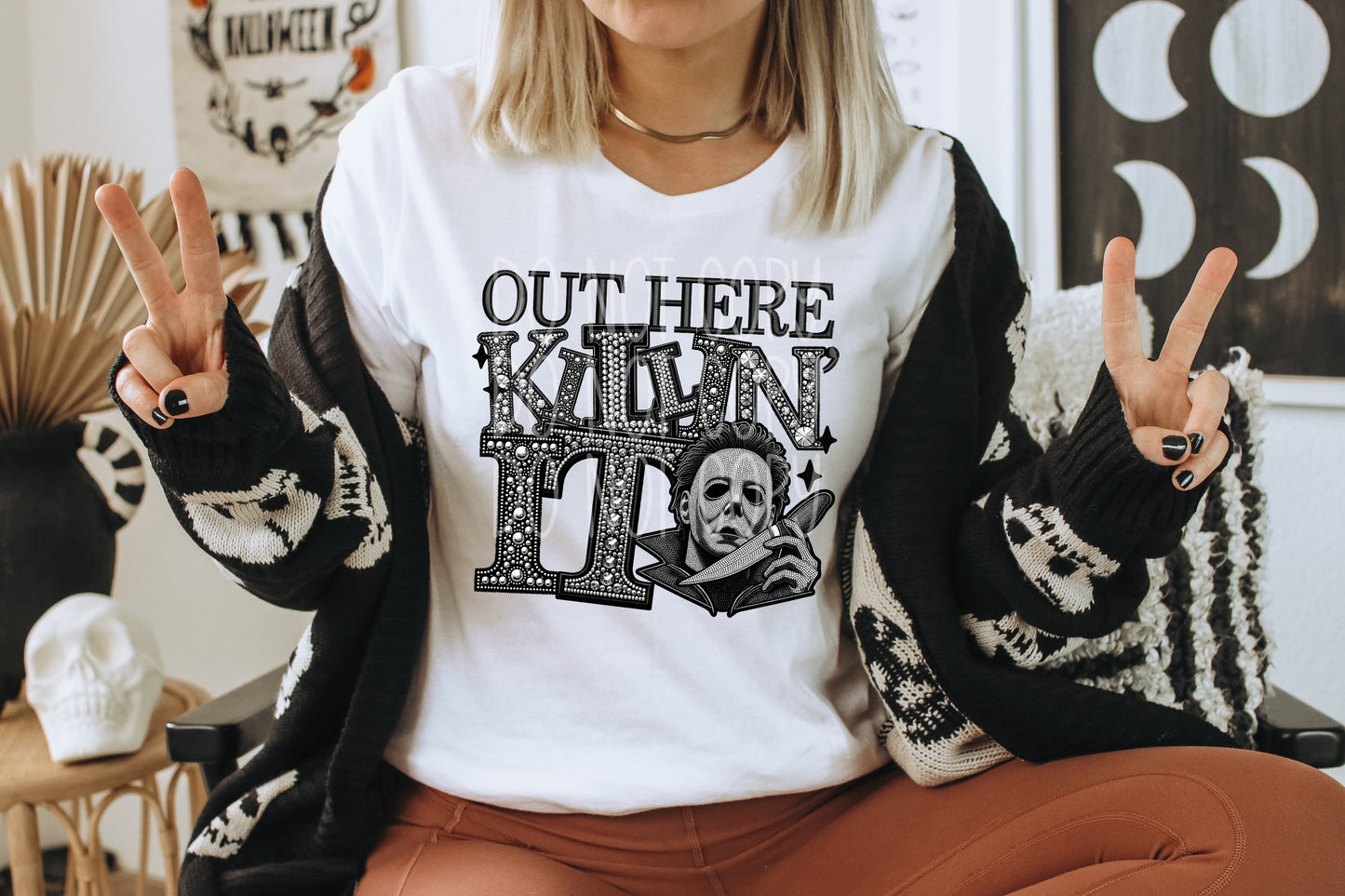 Out Here Killin' It T-Shirt | Trendy Faux Rhinestone Shirt | Fast Shipping | Super Soft Shirts for Men/Women/Kid's | Bella Canvas