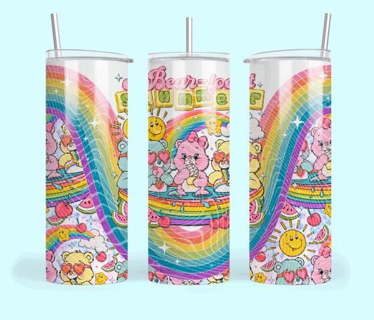 Bear Foot Summer Insulated Tumbler with Plastic Lid and Sealed Reusable Straw | Trendy Summer Cup | Hot/Cold Tumbler