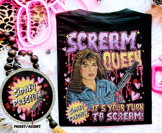 Scream Queen DTF Transfer with Pocket | Trendy DTF Transfer | High Quality Image Transfers | Ready to Press | Fast Shipping