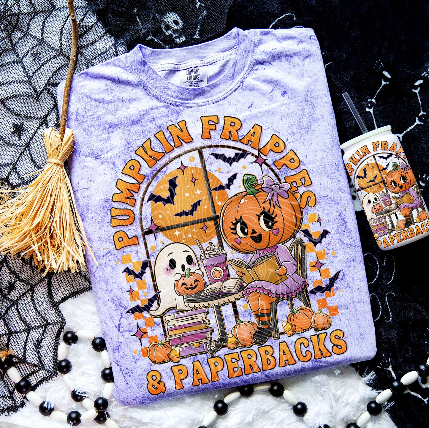 Pumpkin Frappe's and Paperbacks DTF Transfer | Trendy Halloween DTF Transfer | Ready to Press | High Quality DTF Transfers | Fast Shipping