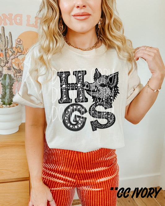 Hogs Faux Rhinestones DTF Transfer | Trendy School Spirit DTF Transfer | Ready to Press | High Quality DTF Transfers | Fast Shipping