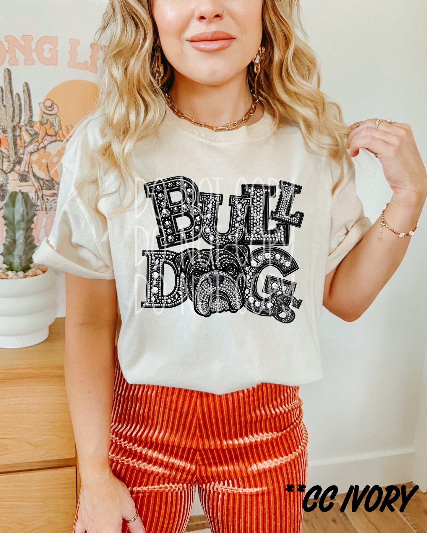 Bulldogs Faux Rhinestone T-Shirt | Trendy School Spirit Shirt | Fast Shipping | Super Soft Shirts for Men/Women/Kid's | Bella Canvas