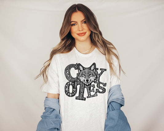 Coyotes Faux Rhinestone T-Shirt | Trendy School Spirit Shirt | Fast Shipping | Super Soft Shirts for Men/Women/Kid's | Bella Canvas