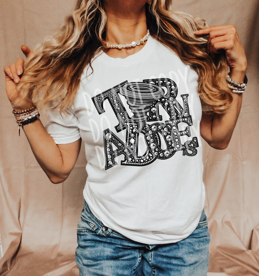 Tornadoes Faux Rhinestone T-Shirt | Trendy School Spirit Shirt | Fast Shipping | Super Soft Shirts for Men/Women/Kid's | Bella Canvas
