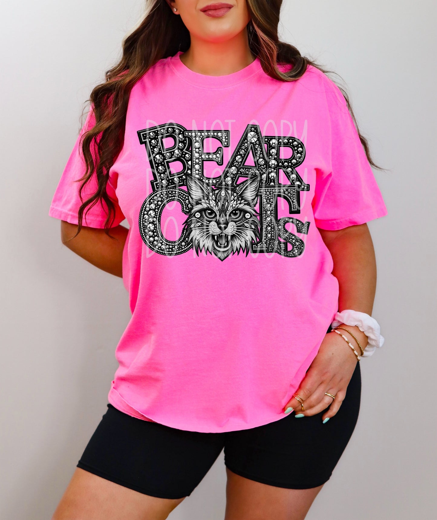 Bear Cats Faux Rhinestone T-Shirt | Trendy School Spirit Shirt | Fast Shipping | Super Soft Shirts for Men/Women/Kid's | Bella Canvas