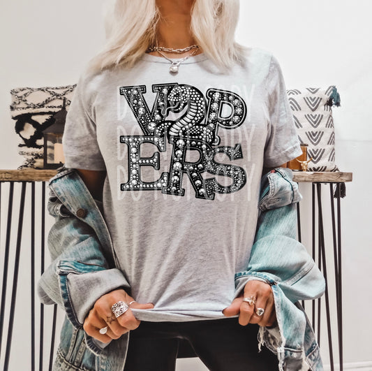 Vipers Faux Rhinestone T-Shirt | Trendy School Spirit Shirt | Fast Shipping | Super Soft Shirts for Men/Women/Kid's | Bella Canvas