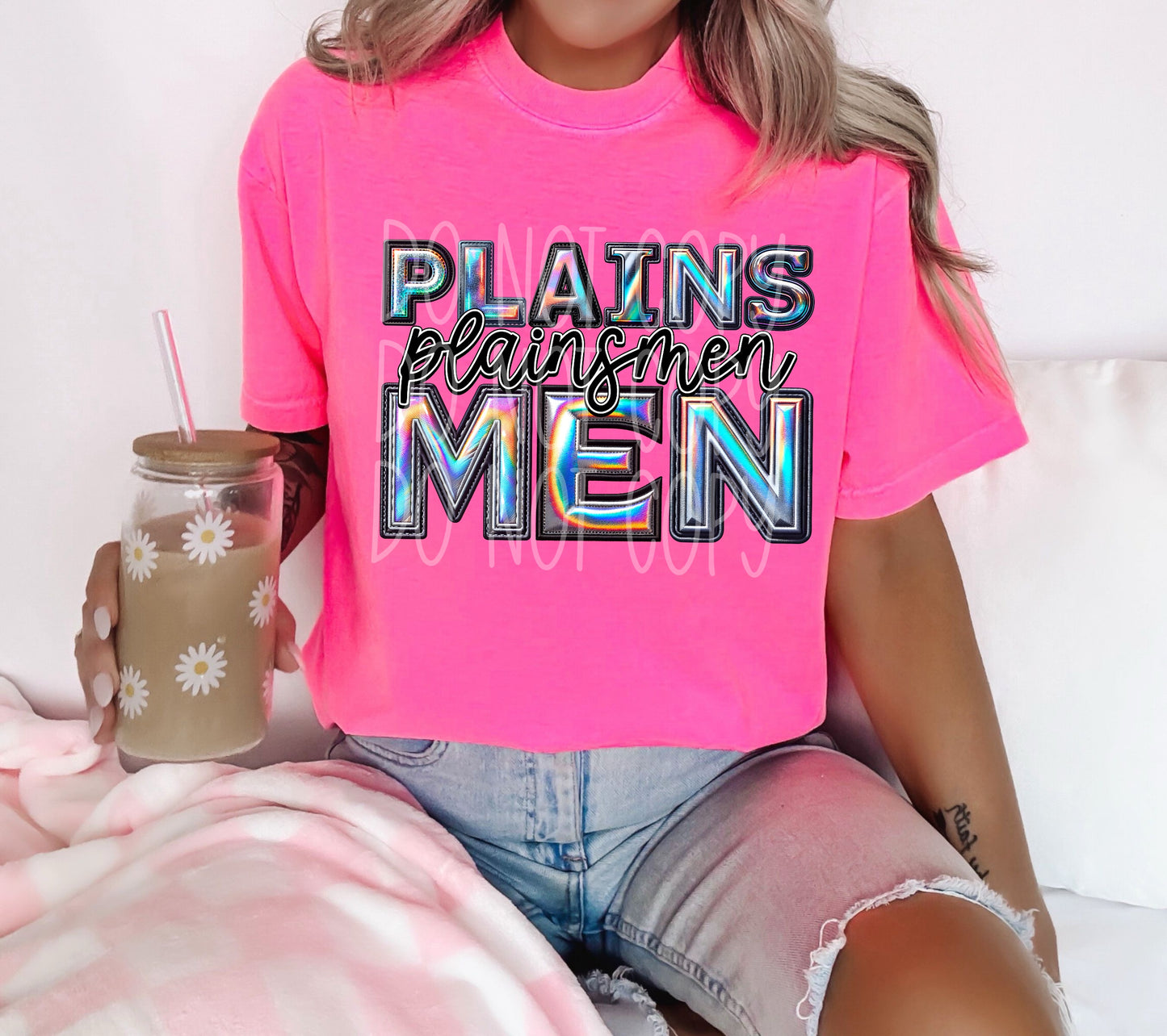 Plainsmen Faux Holographic DTF Transfer | Trendy School Spirit DTF Transfer | Ready to Press | High Quality DTF Transfers | Fast Shipping