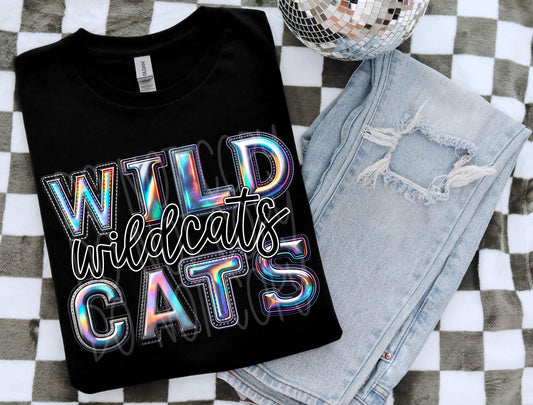 Wildcats Faux Holographic DTF Transfer | Trendy School Spirit DTF Transfer | Ready to Press | High Quality DTF Transfers | Fast Shipping