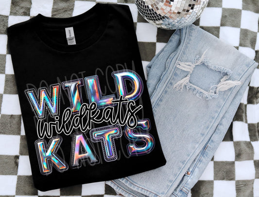 Wildkats Faux Holographic DTF Transfer | Trendy School Spirit DTF Transfer | Ready to Press | High Quality DTF Transfers | Fast Shipping