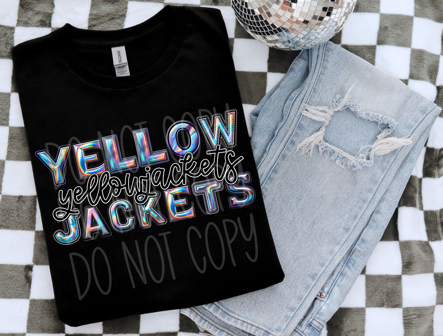 Yellowjackets Faux Holographic T-Shirt | Trendy School Spirit Shirt | Fast Shipping | Super Soft Shirts for Men/Women/Kid's | Bella Canvas