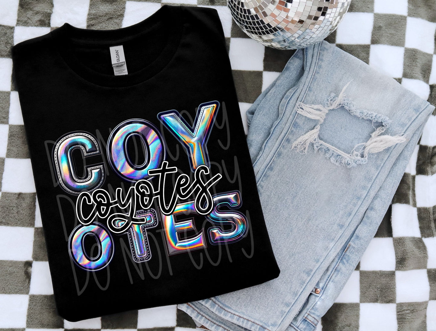 Coyotes Faux Holographic DTF Transfer | Trendy School Spirit DTF Transfer | Ready to Press | High Quality DTF Transfers | Fast Shipping