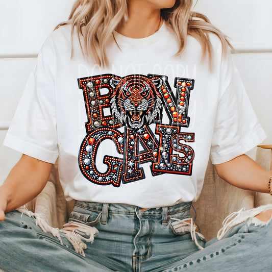 Bengals Faux Rhinestone T-Shirt | Trendy School Spirit Shirt | Fast Shipping | Super Soft Shirts for Men/Women/Kid's | Bella Canvas