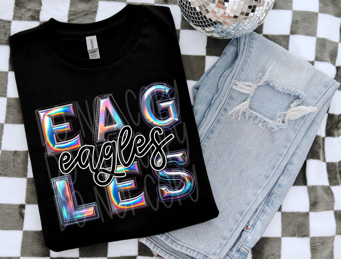 Eagles Faux Holographic T-Shirt | Trendy School Spirit Shirt | Fast Shipping | Super Soft Shirts for Men/Women/Kid's | Bella Canvas