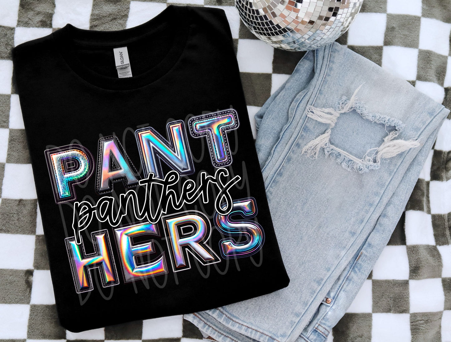 Panthers Faux Holographic T-Shirt | Trendy School Spirit Shirt | Fast Shipping | Super Soft Shirts for Men/Women/Kid's | Bella Canvas