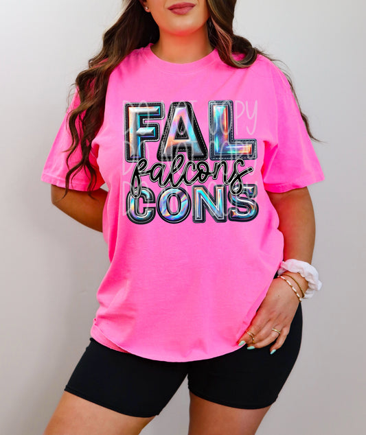 Falcons Faux Holographic T-Shirt | Trendy School Spirit Shirt | Fast Shipping | Super Soft Shirts for Men/Women/Kid's | Bella Canvas