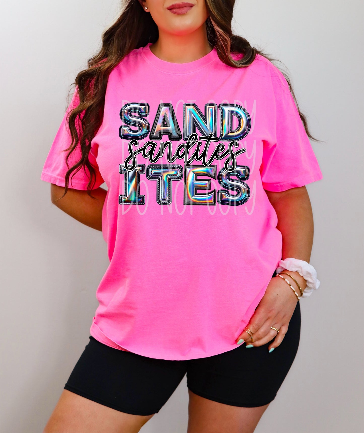 Sandites Faux Holographic DTF Transfer | Trendy School Spirit DTF Transfer | Ready to Press | High Quality DTF Transfers | Fast Shipping