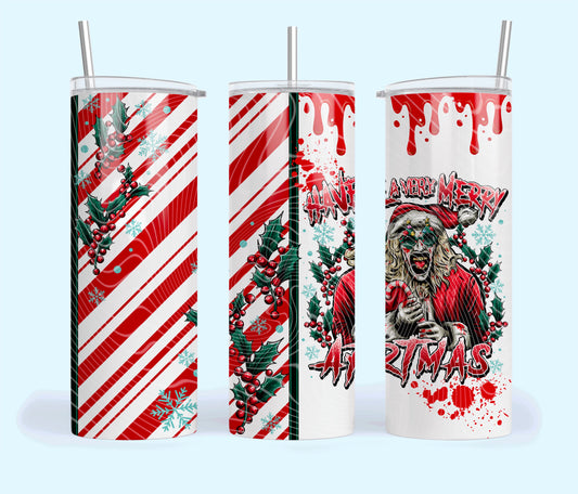 Have a Very Merry Artmas Insulated Tumbler with Plastic Lid and Sealed Reusable Straw | Trendy Horror Christmas Cup | Hot/Cold Tumbler