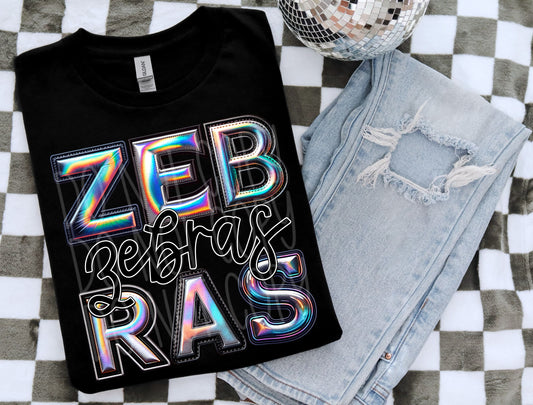 Zebras Faux Holographic T-Shirt | Trendy School Spirit Shirt | Fast Shipping | Super Soft Shirts for Men/Women/Kid's | Bella Canvas