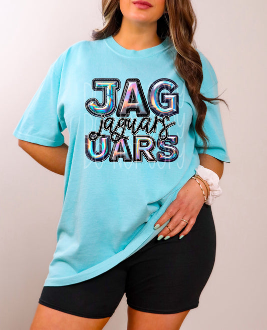 Jaguars Faux Holographic DTF Transfer | Trendy School Spirit DTF Transfer | Ready to Press | High Quality DTF Transfers | Fast Shipping