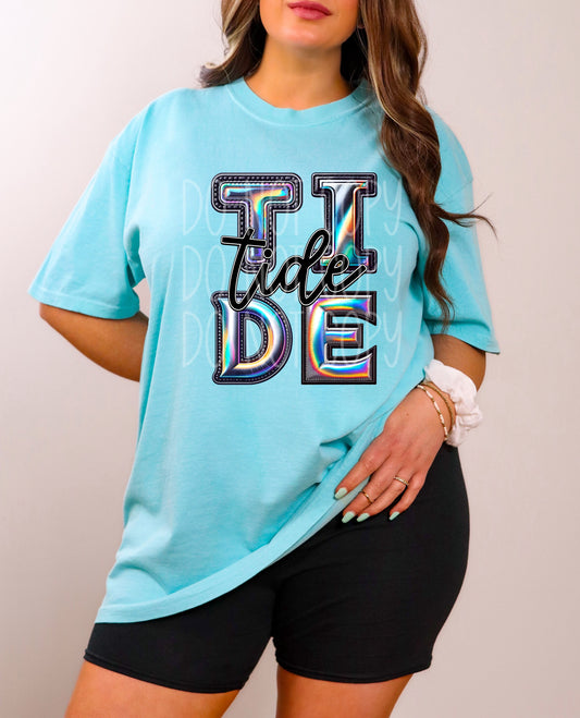 Tide Faux Holographic DTF Transfer | Trendy School Spirit DTF Transfer | Ready to Press | High Quality DTF Transfers | Fast Shipping